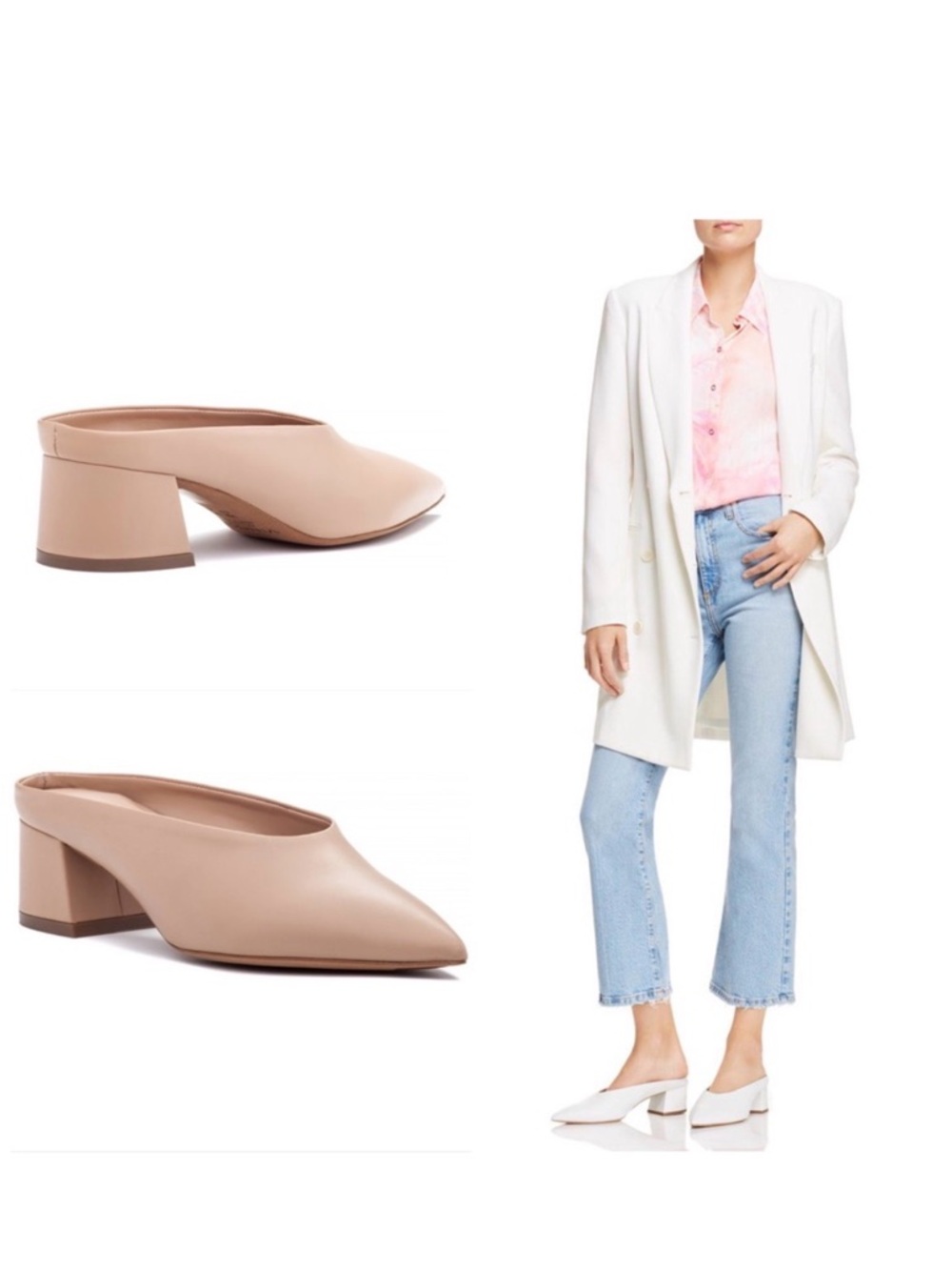 Vince Ralston Leather Pointy Toe Mule in Nude Size 9.0 - Picture 4 of 16